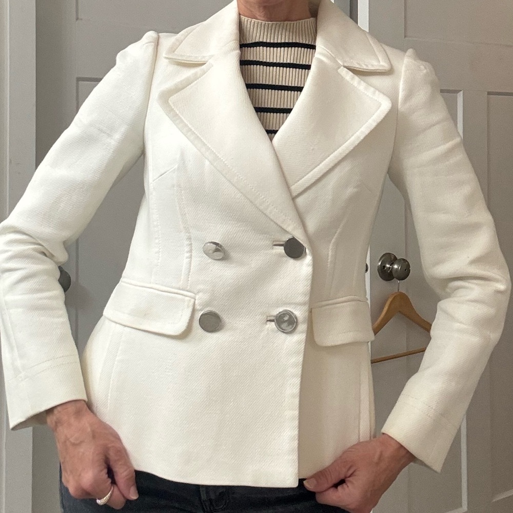 Banana Republic Cream Double-Breasted Blazer